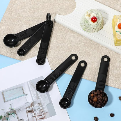 5Pcs Black Measuring Spoons Universal Easy to Read Measuring Cup and Spoon Set