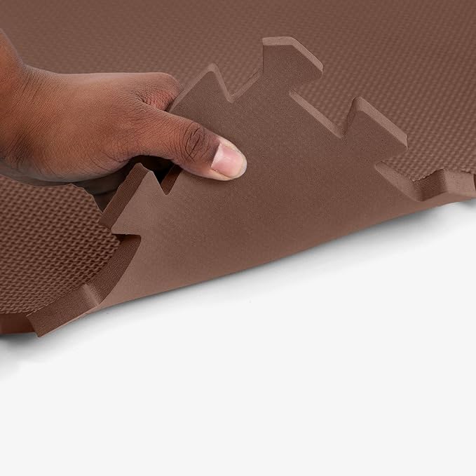 Flooring Inc's 1/2" Soft Non-Toxic Baby Play Mat, Toddler Playmat, Colorful Puzzle PlayMat, Floor Mats for Kids & Babies, EVA Foam Interlocking Tiles for Nursery & Playroom | Brown, 35 Tiles, 140 SqFt