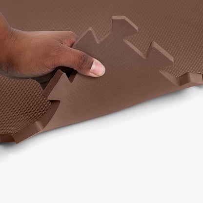 Flooring Inc's 1/2" Soft Non-Toxic Baby Play Mat, Toddler Playmat, Colorful Puzzle PlayMat, Floor Mats for Kids & Babies, EVA Foam Interlocking Tiles for Nursery & Playroom | Brown, 4 Tiles, 16 Sq/Ft