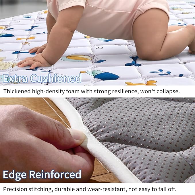Premium Foam Baby Play Mat 79" X 55", Extra Large Soft Thicker Activity Playmats for Babies, Toddlers, Infants, Play & Tummy Time, Foldable & Machine Washable Baby Mat for Floor