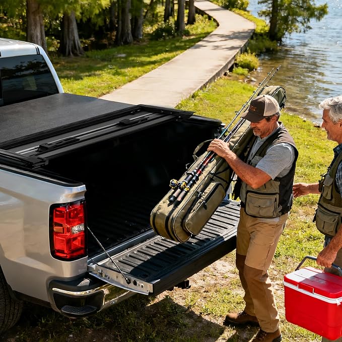 Soft Tri-Fold Truck Bed Tonneau Cover for 2016-2025 2026 Toyota Tacoma Fits 6FT Bed (73.7") | Only for Models with The Deck Rail System