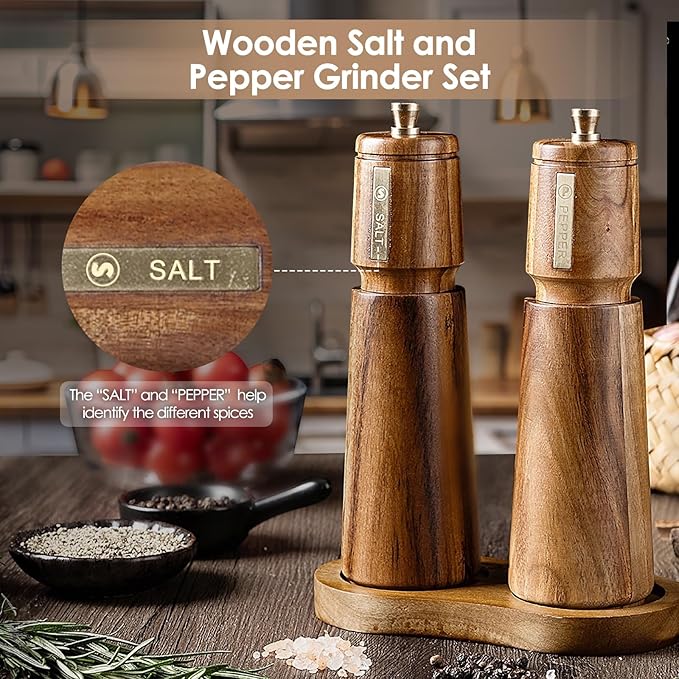 Wooden Salt and Pepper Grinder Set