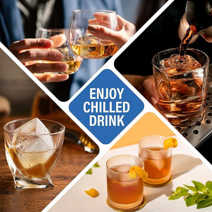 mossime Large Ice Cube Molds: 3pack Square Whiskey Silicone Ice Cube Trays