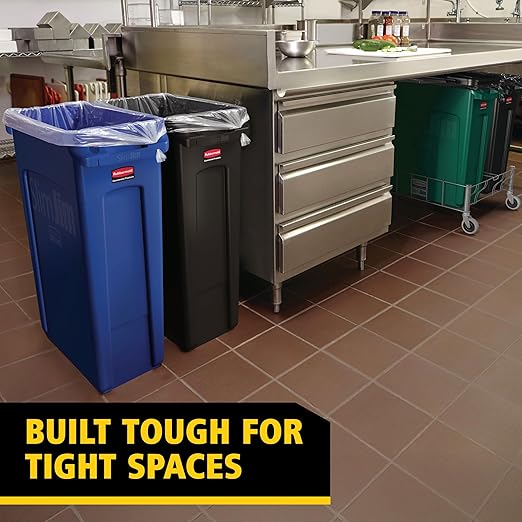 Rubbermaid Commercial Products Slim Jim Plastic Rectangular Trash/Garbage Can