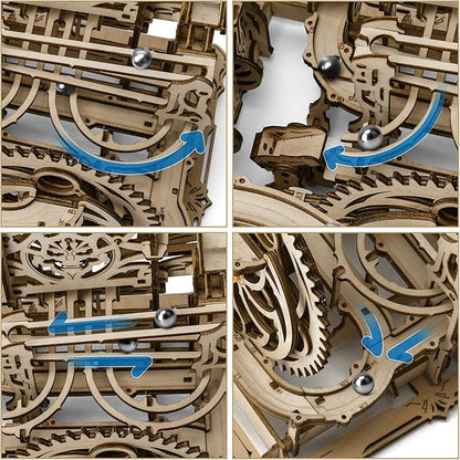 3D Wooden Puzzle Marble Run for Adults, DIY Marble Run Wooden Model Kit, HDF Material, Mechanical Puzzle, Modern Style, 334 Pieces, 1 Set, 1 Item, 1 Package