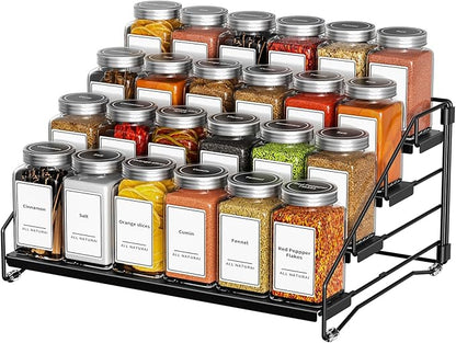 BOIVSHI 4 Tier Spice Rack for Cabinet, Spice Rack Organizer, Depth Adjustable