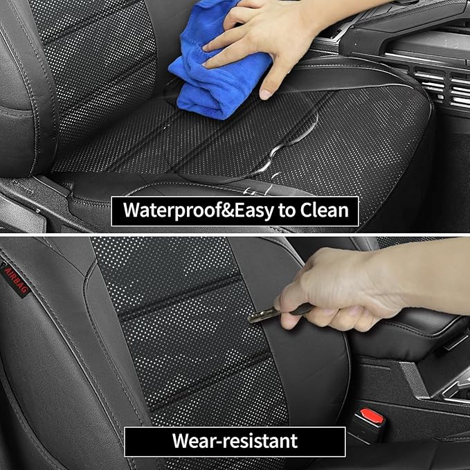 EKR Tacoma Seat Covers Custom Fit for Toyota Tacoma 2016 2017 2018 2019 2020 2021 2022 2023 Double Cab/Crew Cab -Truck Seat Covers for Car Full Set,Faux Leather(Black/Gray Camo A122)