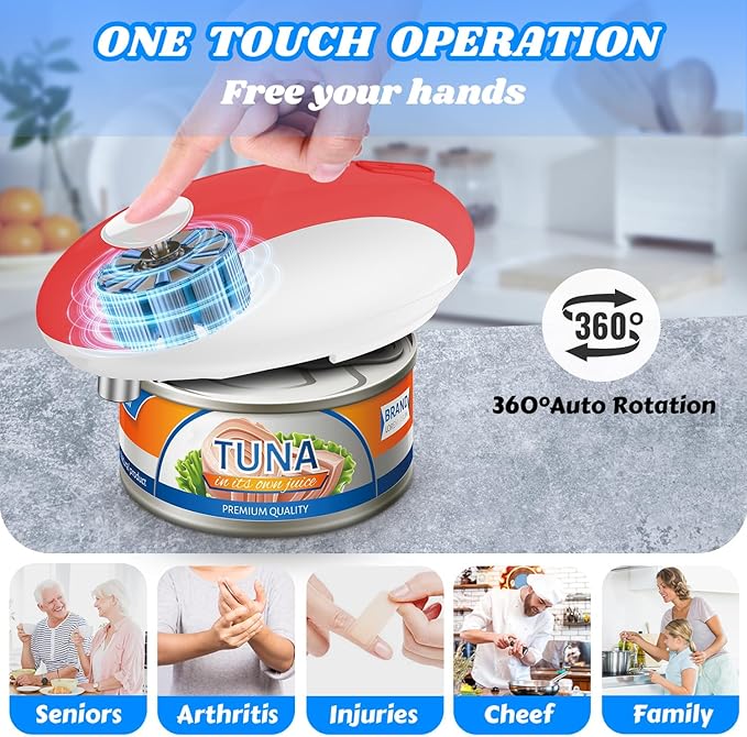 USB Rechargeable Electric Can Opener – Battery Operated, One Touch Automatic