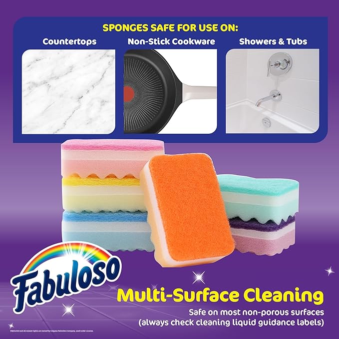 Fabuloso Scratch-Free Kitchen Dish Sponges, Rainbow Cellulose Scrubber Sponge