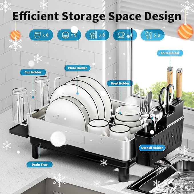 Ewaiira Dish Drying Rack, 304 Stainless Steel Dish Racks