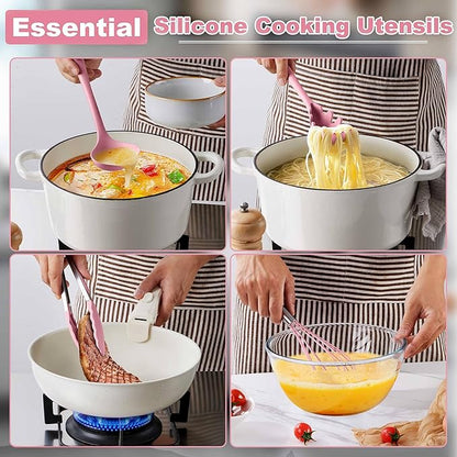 LIANYU 14 Pcs Kitchen Utensils Set, Silicone Cooking Utensils Spatula Set