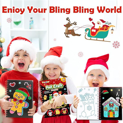 FUNNYB&G Foil Art Craft Activity for Kids - Christmas Crafts Gift Party Favors for Kids Stocking Stuffer Baskets Fillers Gifts Toy for Girls Boys 4 5 6 7 8 9 Years Old(Christmas)