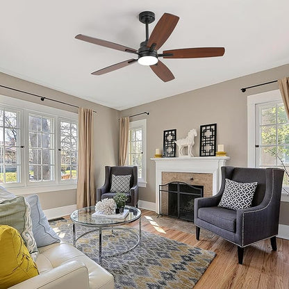 ARTPLAN 52" Ceiling Fan with Light and Remote, Noiseless DC Motor & Reversible