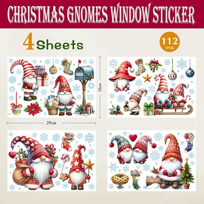 Christmas Window Clings, Gnome Window Stickers,Window Decals Snowflake, Gnome Christmas Truck, Home Decorations,Thanksgiving Xmas Gifts,Kitchen, Living Room, Bedroom Window Stickers
