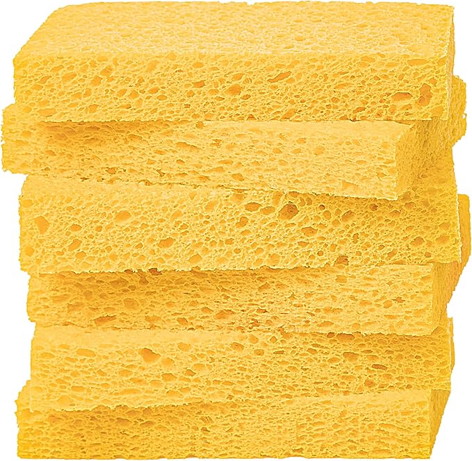 Cellulose Sponges, Heavy Duty Scrub Kitchen Sponge, Clean Tough Messes Without