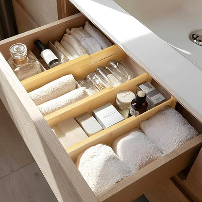 VaeFae 3 Pack Bamboo Drawer Dividers, Expandable Separators