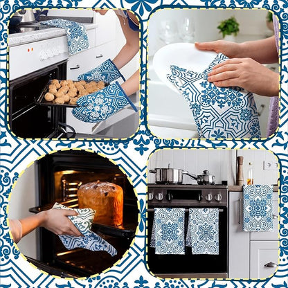 Jingmore 6 Pcs Kitchen Decor Set Accessory Farmhouse Kitchen Towels Pot Holders