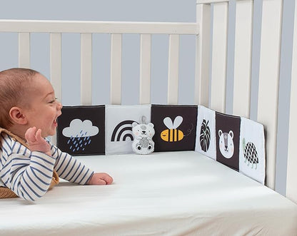 Taf Toys Newborn Soft Activity Book Black & White High Contrast Baby Book Infant Sensory Toys Tummy Time Soft Cloth Books for Babies Textured Fabric Crinkling Shapes Patterns 0-12 Months Newborn Toys