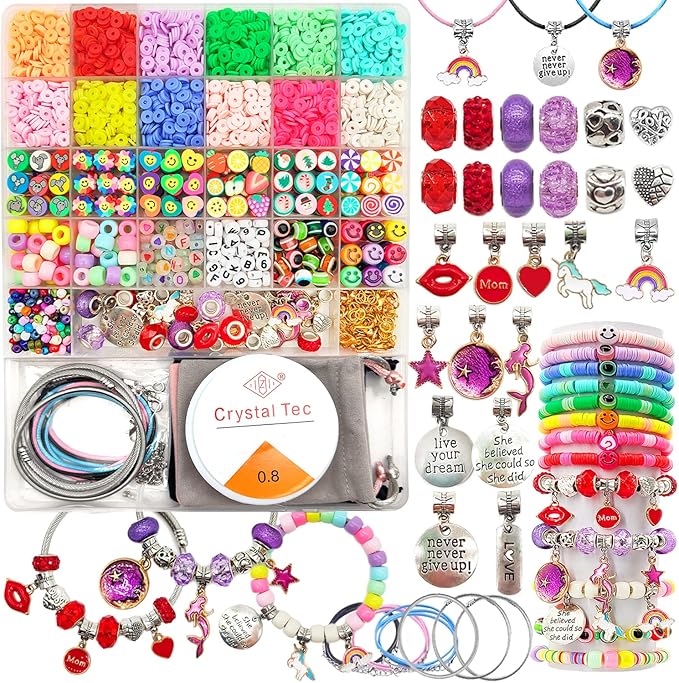 leitait Girls Toys Bracelet Making Kit - 3000pcs Charm Jewelry Making Kit Supplies,Easter Basket Stuffers,Unicorn/Mermaid Crafts Birthday Christmas Gifts for Girls Ages 5 6 7 8 9 10 11 12 Years Old