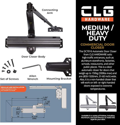 CLG HARDWARE Medium/Heavy Duty Commercial Door Closer DC7016