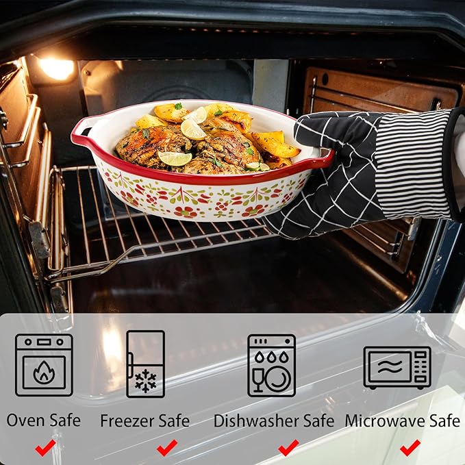 Peohud 3 Pack Ceramic Baking Dishes, 50 Oz Large Casserole Dish
