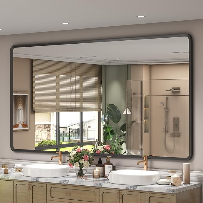 66x36 Inch Black Matte Framed Mirror