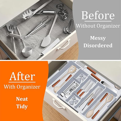 Spaclear Large Utensil Drawer Organizer Expandable Silverware Organizer