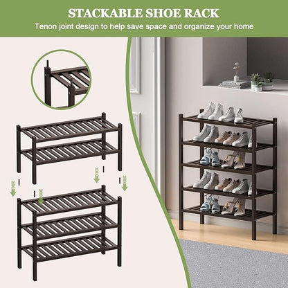 ROMGUAR CRAFT 3 Tier Bamboo Shoe Rack