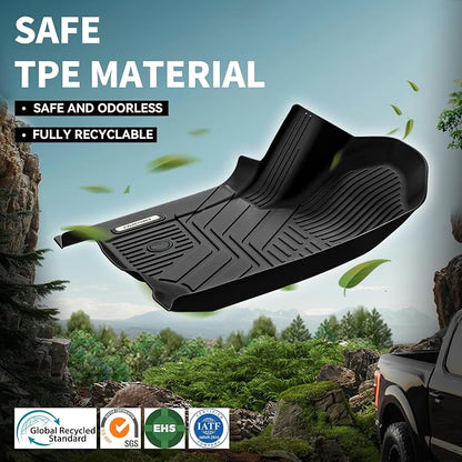 OEDRO Upgraded Floor Mats for 2019-2026 Chevy Silverado/GMC Sierra 1500 Crew Cab & 2020-2026 Silverado/Sierra 2500HD 3500HD, Bucket Seat, All Weather Custom Fit Silverado Accessories Floor Liners