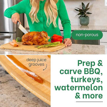 Greener Chef 20 Inch Bamboo Cutting Board Featuring Super-Sized Glue-Free