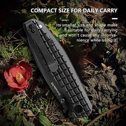 Folding Knife – 3.5-inch D2 Steel Folding Pocket Knife G10 Handle One-Handed Opening and Closing Ceramic Ball Bearings Deep Pocket Clip Suitable for Outdoor EDC (Black)