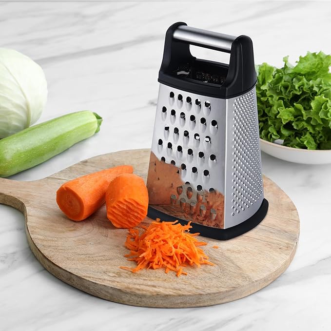 Kaishun Professional Cheese Grater, 4-Sided Stainless Steel Box Grater