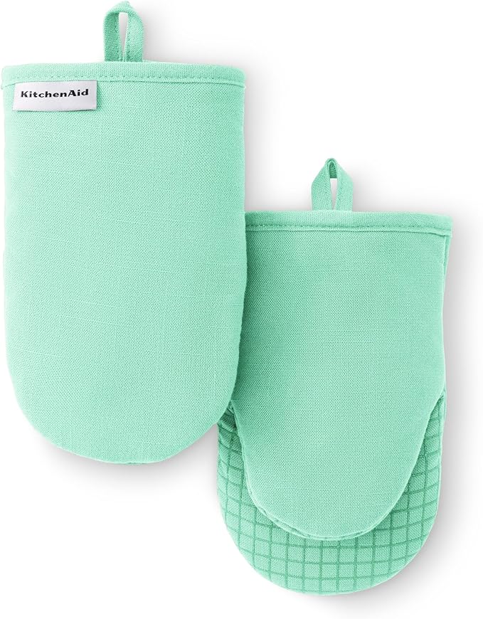 KITCHENAID Gourmet Series Gridlines Mini Oven Mitts 2-Pack Set, Heat Resistant