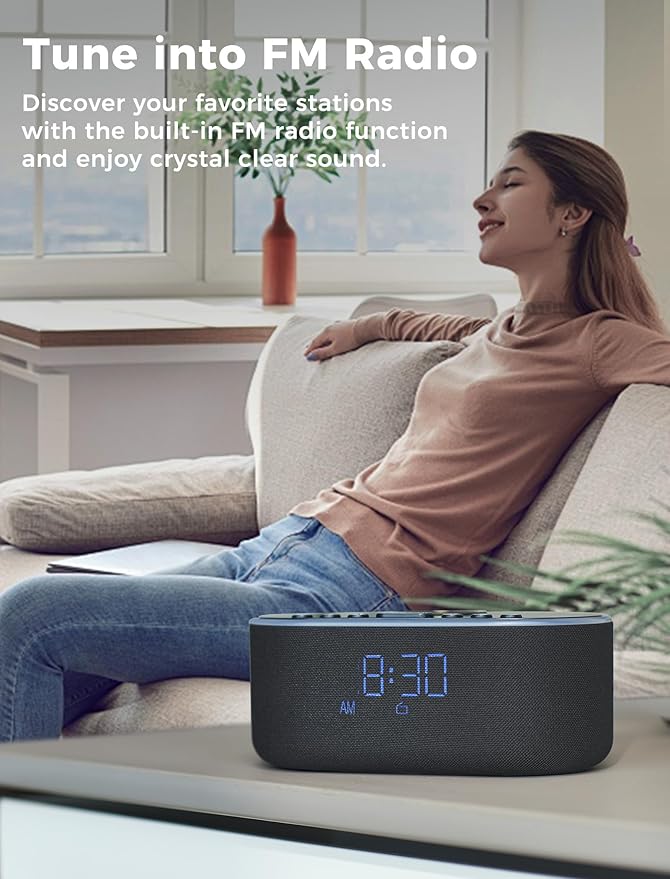 Odokee Wireless Charging Alarm Clock Radio: Qi Certified Fast Wireless Charger