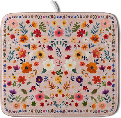 Boho Floral Dish Drying Mat