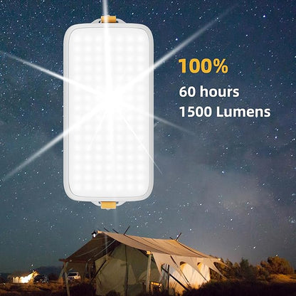 Portable 1500LM LED Camping Lantern,10000mAh Rechargeable Battery, 3 Light Modes,Brackets,Magnetic Suction Design,Flashlight,IPX4 Waterproof Tent Light for Camping,Hiking,Power Outages,Emergency