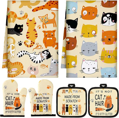 Jingmore 6 Pcs Kitchen Decor Set Accessorie Farmhouse Kitchen Towels Pot