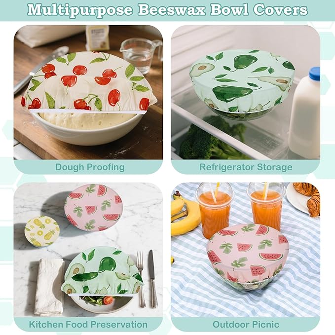 5-Size Reusable Beeswax Bowl Covers
