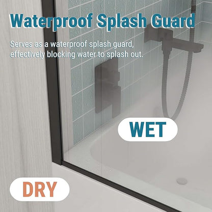 Sunrosa 24"×60" Bathtub Glass Panel, 8mm Thick Shower Screen, Matte Black