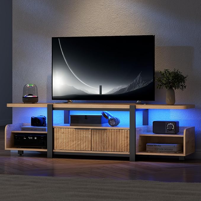 TV Stand with LED Lights and Storage cabinet