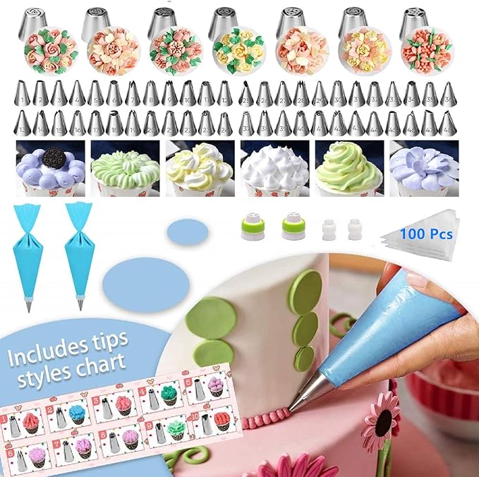 Cake Decorating Supplies, Cake Rotating Turntable, 48 Piping Icing Tips