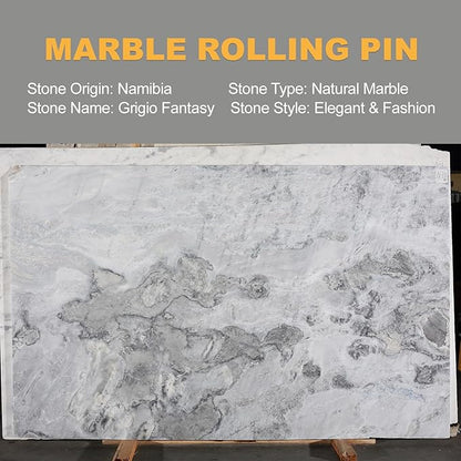 Koville African Natural Marble Rolling Pin, Non-Stick Polished Dough Roller