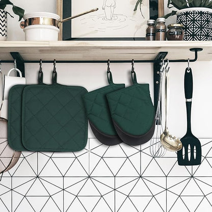 Oven Mitts and Pot Holders Set, Heat Resistant Silicone Kitchen Mini Oven