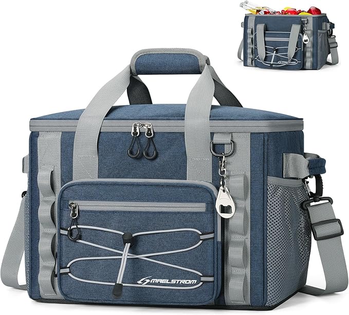 Maelstrom Soft Sided Cooler Bag, 30/40 Can Collapsible Insulated Ice Chest, Large Leakproof Camping & Travel Cooler for Kayaking & Beach