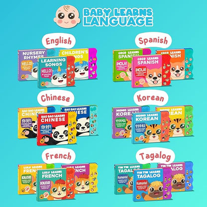New! Learn Korean for Kids, Momo Learns Korean Vol. 1, Bilingual Korean Baby Book for Kids, Babies & Toddlers 1-3, Kids Board Book w/ Hangul, First Words & Songs, Language Toy for Preschoolers 0-3