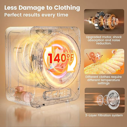 VCJ Portable Dryer for Laundry, 12lbs Clothes Dryer