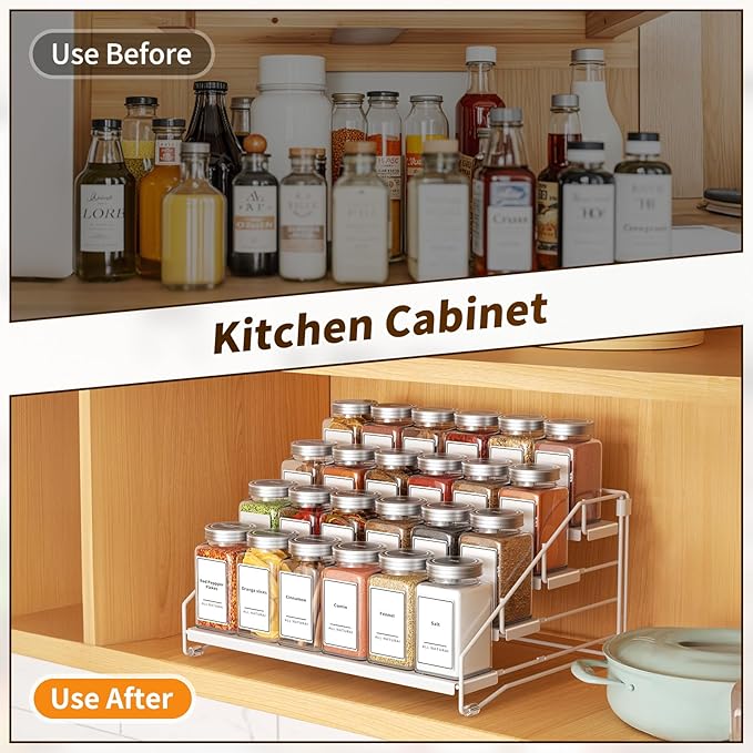 BOIVSHI Tiered Spice Rack, 4 Tier Spice Shelf Organizer
