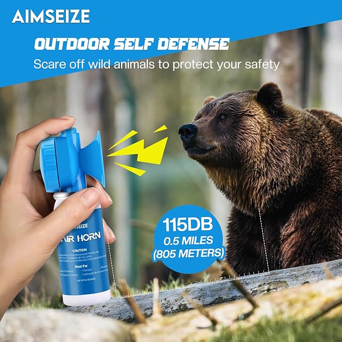 Air Horn Bear Horn: Air Horns For Safety Boat Horn For Self Defense - 115dB Heard Up to 0.5-Miles Away (1 Pack)