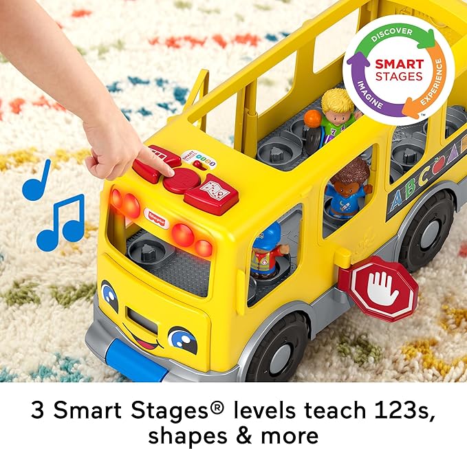 Fisher-Price Little People Toddler Toy Big Yellow School Bus & Community Heroes Set, Musical Pull-Along Vehicle & Figures for Kids Ages 1+ Years (Amazon Exclusive)