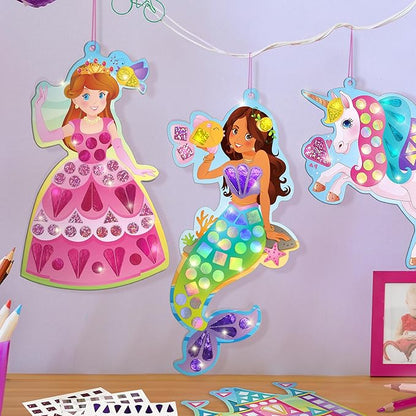 Imagimake Mirror Mosaic Princess & Unicorn Kids Art Set | DIY Craft Kit | Foil Stickers for Kids | Birthday Gift for Girls and Boys Ages 3,4,5,6,7,8 | 3 Year Old Girl Gifts